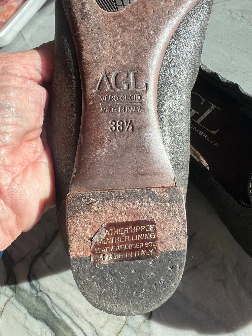 AGL/ Attilio Giusti Leombruni Brown ballet-style flats with Croc-Embossed Toe